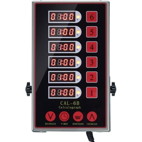 Commercial 6 Canaux Minuterie Minuterie de Cuisson Alarme Forte Rappel Affichage LED Clair Calculagraphe en Acier Inoxydable pour Restaurant Cuisine (1/5)