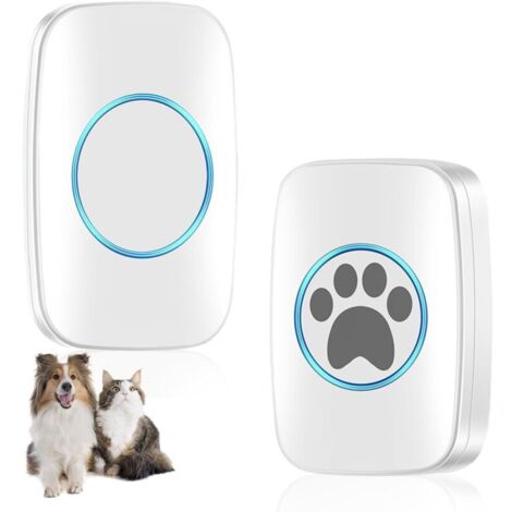 Cloches d'entraînement sans fil pour animaux de compagnie : sonnette de porte étanche IP44, sonnette pour chat avec 60 sonneries et 5 niveaux de réglage du volume, sonnette pour chien (1 (1/5)