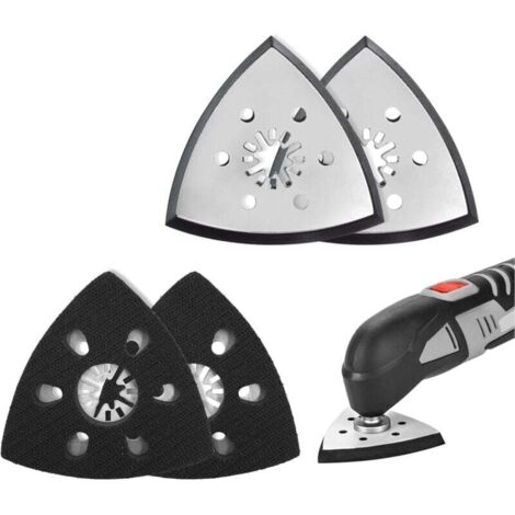4 pièces patin ponceuse triangulaire, plateau ponceuse parkside, plateau ponceuse triangulaire, accessoire outil multifonction parkside, patin ponceuse triangulaire (93mm) (1/5)
