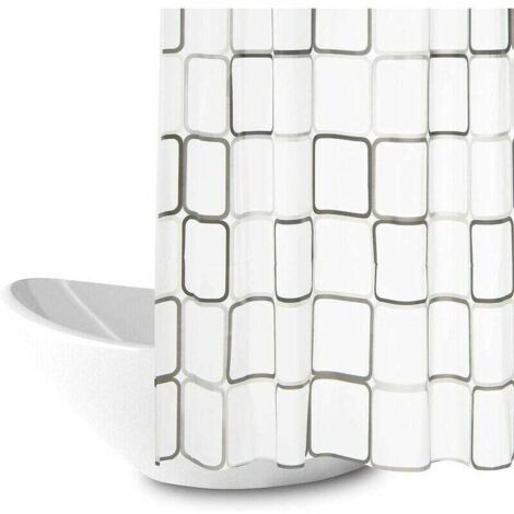 royaluxe -Rideau de Douche, Anti-moisissure Imperméable 180x200cm Tissu Antibactérien Lavable Polyester Rideau de Baignoire avec 12 Anneaux de Rideau de Douche, Blanc (1/5)
