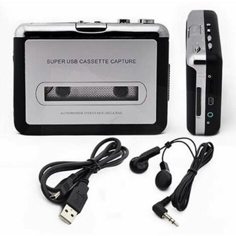 Lecteur de cassette portable et convertisseur de cassette audio Walkman en MP3, convertir une cassette Walkman en MP3 via USB, enregistreur de cassette