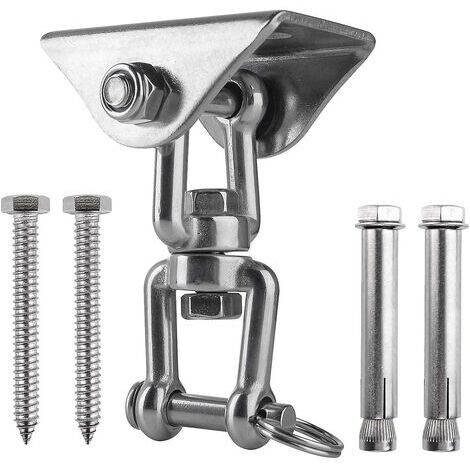 Triomphe Innovant Crochet De Plafond avec 304 Acier Inoxydable 500KG Capacité 360° Rotation, Suspension pour Béton Bois Ensembles, Chaise accrochante, Lampe accrochante, Hamac, Yoga, avec 4 Vis (1/5)