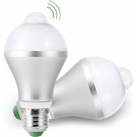 Ampoules LED E27 PIR Détect de Mouvement, 15W Capt Intelligent de Lumière 5700K Auto on/Off Lot de 2