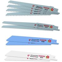 Lames de Scie Sabre, 10-Piece Lame Scie Sabre pour Bois et Métal(150mm, 230mm de Longueur, 6/10/18 TPI) Compatibles avec La Plupart Des Perceuses