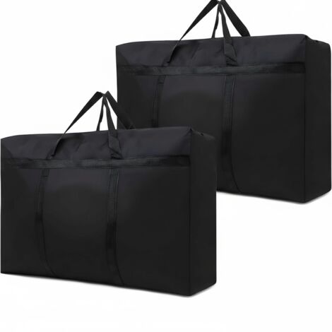 2 grands sacs de rangement pliables 100L avec poignées et zip, imperméables pour vêtements, couettes et couvertures, noir (1/5)