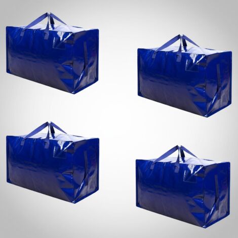 Lot de 4 grands sacs de rangement 102L avec couvercle, résistants pour déménagement et vêtements, bleu (1/5)