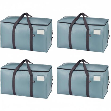 Lot de 2 boîtes de rangement pliables 100L, double zip, fenêtres transparentes, pour vêtements et couettes, gris (1/5)