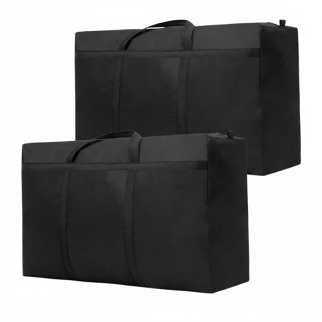 Lot de 4 boîtes de rangement pliables 50L avec poignées renforcées, sous lit, pour vêtements et couvertures, gris clair (1/5)