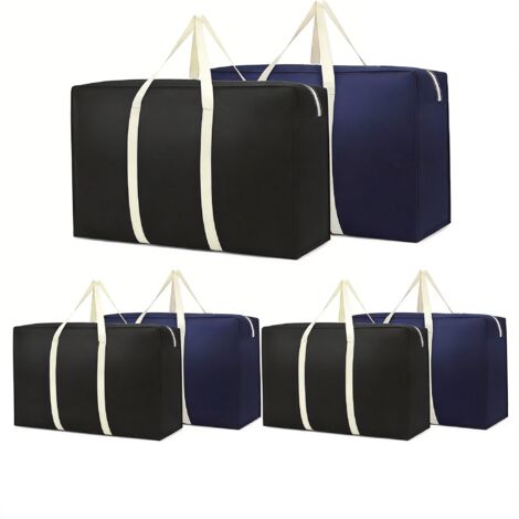 Lot de 6 sacs de rangement extra larges avec zip, imperméables, pour déménagement, camping et vêtements (1/5)