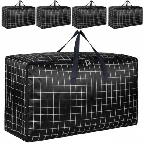 Lot de 4 grandes boîtes de rangement extra larges avec couvercles et fermetures éclair, pour déménagement et vêtements (1/5)