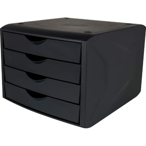 Boîte De Rangement À Tiroirs En Plastique Recyclé Certifié Blauer Engel Anthracite Noir 4 Tiroirs Din A4 (1/5)
