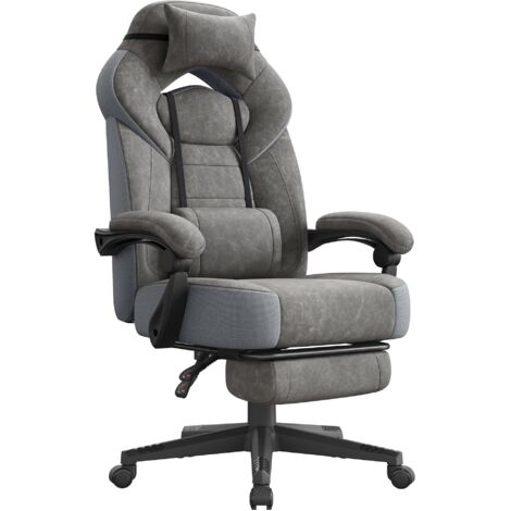 Gaming Chair Adjustable Footrest Head Cushion 150kg Load Capacity Ergonomic Swivel (1/5)