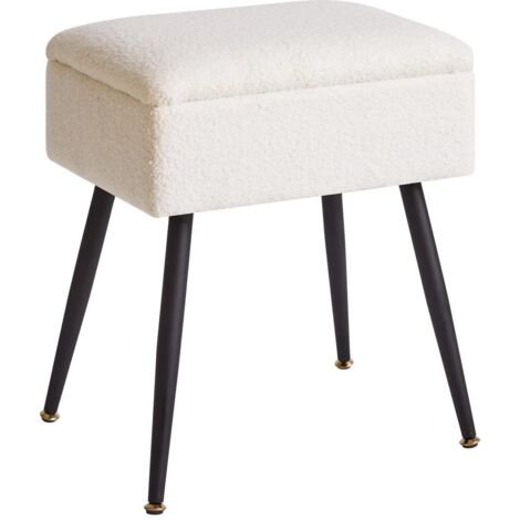 Storage Vanity Stool Plush Foam Metal Legs Non-Slip 264lbs Capacity Easy Assembly (1/5)