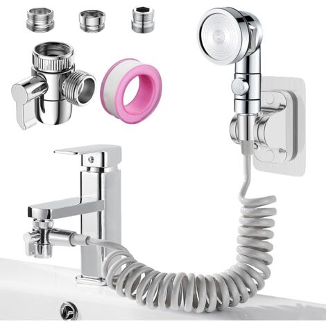 3 Modes Bathroom Sink Shower Head Set 2m Telescopic Hose Bracket 3 Way Diverter Valve (1/5)
