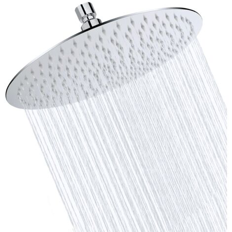 25cm Round Stainless Steel Rain Shower Head Self Cleaning Chrome Finish Easy Installation (1/5)