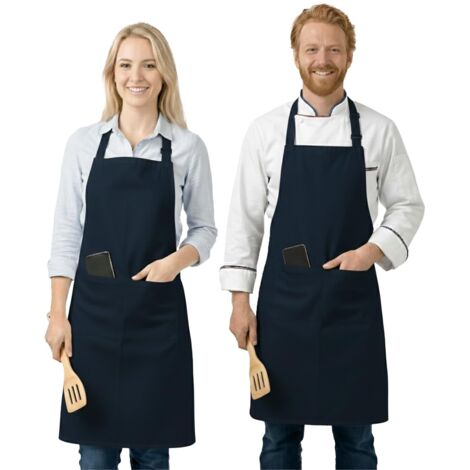 Unisex Adjustable Aprons 2 Pack Durable Cotton 2 Pockets Versatile Kitchen BBQ Garden (1/5)