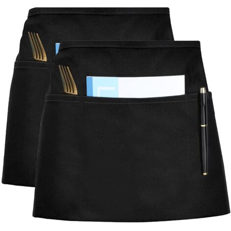 2 Pack Kitchen Aprons Adjustable Strap 3 Pockets for Men Women Waiters Chefs Bistro Café (1/5)