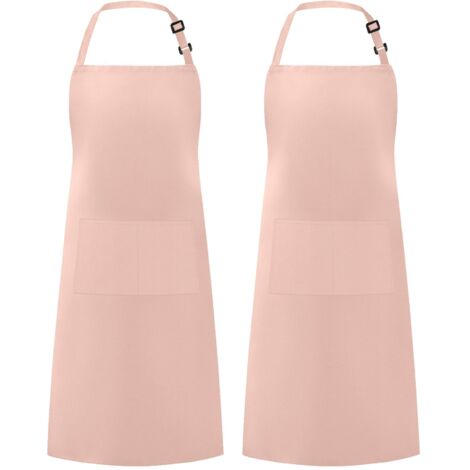 Set Of 2 Cotton Aprons Adjustable Strap 2 Pockets Oil Resistant Machine Washable (1/5)