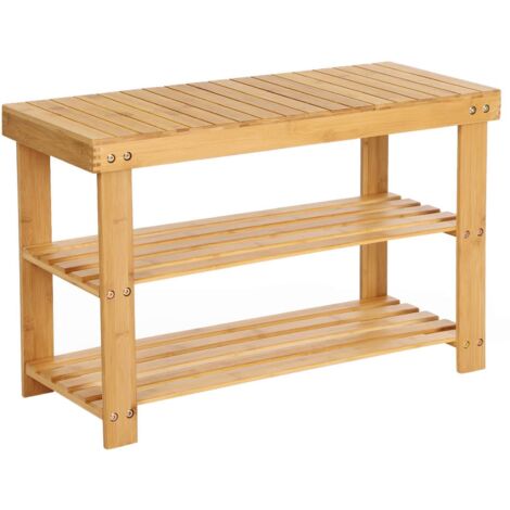 2 Tier Shoe Rack Bench Stable 120kg Load Easy Clean Rounded Edges (1/5)