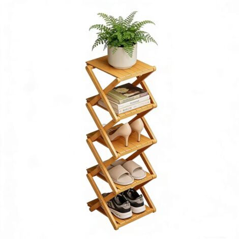 Shoe Rack No Assembly Tall Narrow Foldable 5-Level Reinforced Thickened Versatile Space-Saving (1/5)
