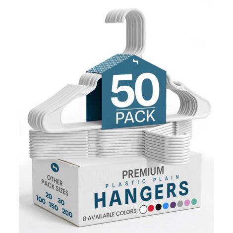 50 Pack Solid Plastic Hangers Durable Non Slip Space Saving for Delicate Clothes (1/5)