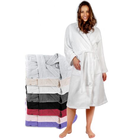 Cotton bathrobe with a hood, made of specially designed towel fabric, soft and absorbent material。 (1/5)