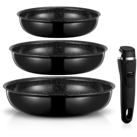 Set Of Non-stick Induction Frying Pans With Removable Handle Ceramic Aluminium Oven Dishwasher Safe (1/5)