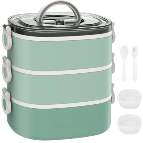 3-layer Stackable Bento Lunch Box 2800ml Leakproof Microwave Safe with Spoon Sauce Boxes (1/5)