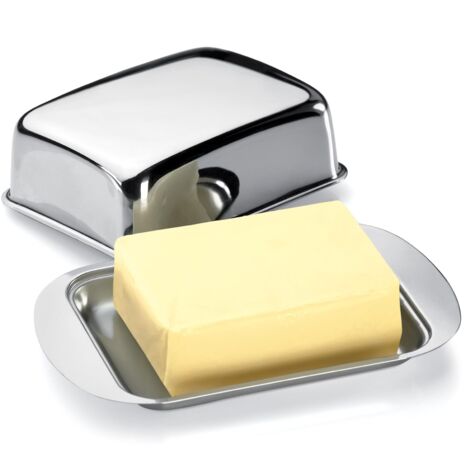 Stainless Steel Butter Dish Fridge Safe Dishwasher Safe Preserves Serves Fresh Style (1/4)