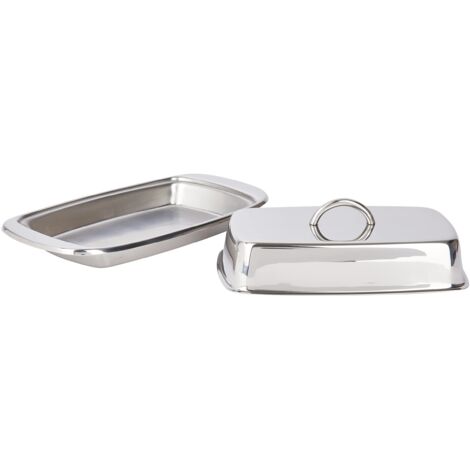 Stainless Steel Butter Dish With Lid Fresh Spreadable Easy Serve Dishwasher Safe (1/5)