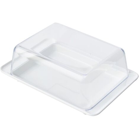 Butter Dish With Lid Durable Plastic Reusable White Transparent 6x15x10cm (1/4)
