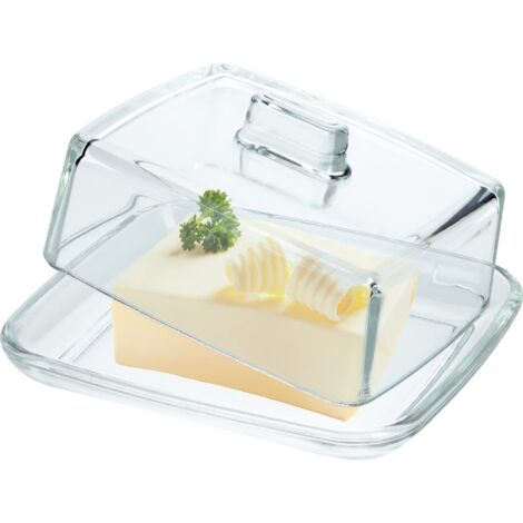 Glass Butter Dish With Lid Handle Rectangular Elegant Durable Hygienic Compact (1/5)