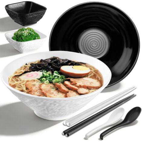 Ramen Bowl Set 1200ml 2 Bowls Dipping Bowls Chopsticks Spoons for Ramen Pho Miso Udon (1/5)