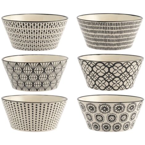 Set of 6 Stoneware Bowls 480cc for Soups Salads Cereals Practical Elegant (1/5)