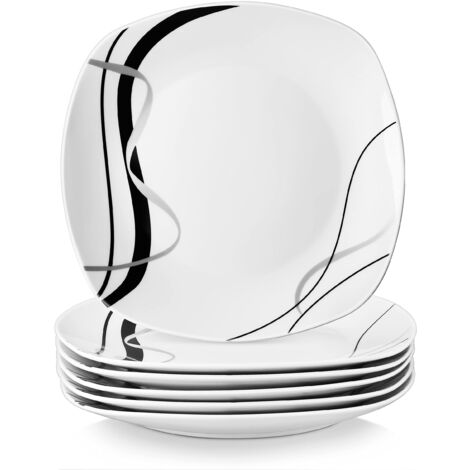 6 Piece Porcelain Dinner Plates for Steak Fish Meat High Temp Safe Durable Dishwasher Microwave Safe (1/5)