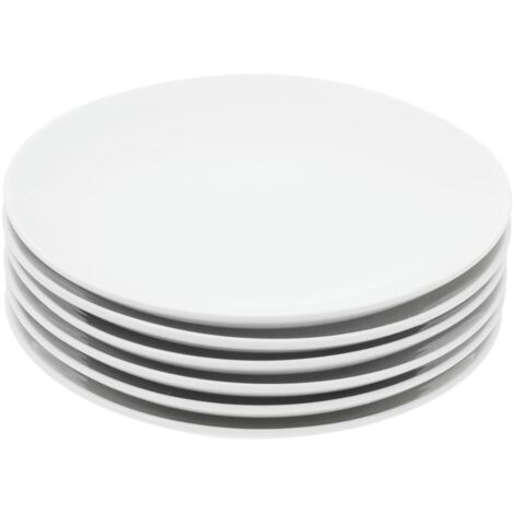 Set Of 6 Ceramic Dinner Plates Versatile Durable Heat Resistant Microwave Safe Stackable (1/5)