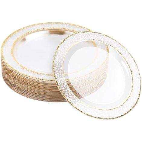 20 Elegant Reusable Hard Plastic Plates for Weddings Birthdays Christenings Easter Parties (1/5)