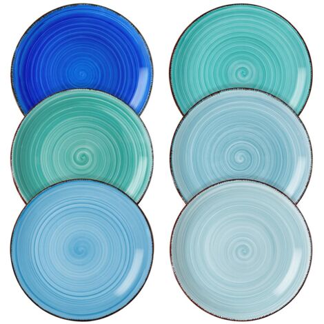 6 pieces of ceramic dessert plates. Simple and multi-color design. Thick and glazed surface. Can be (1/5)
