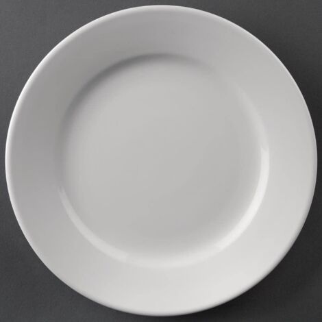 Super Vitrified Porcelain Wide Brim Plates 12 Pack Professional Quality (1/5)