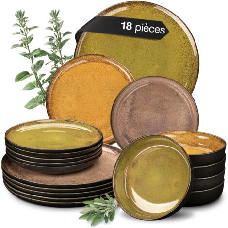 18-Piece Dinner Set for 6 Vintage Colours Porcelain Dishwasher Microwave Safe (1/5)