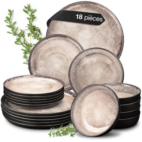 18 Piece Porcelain Dinner Set for 6 People Beige Dishwasher Microwave Safe (1/5)