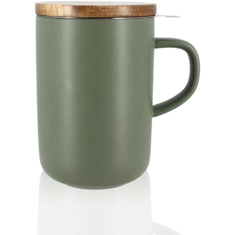 475ml Stoneware Tea Pot Wood Lid Heat Retaining (1/5)