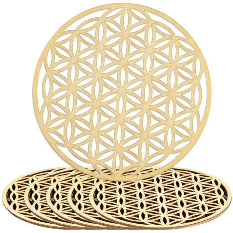 6 Pieces Flower Of Life Wooden Coasters Wall Decoration Meditation Spiritual (1/5)