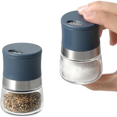 Set of 2 Salt Pepper Shakers Adjustable Holes 30ml Spice Dispenser for Himalayan Pink Salt (1/5)