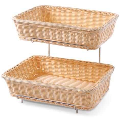 2 Level Bread Basket Stand with 2 GN Baskets Chrome Holder Polypropylene Stainless Steel (1/4)