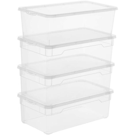 A set of 4 transparent plastic storage boxes, each with a capacity of 5 liters, and equipped with li (1/5)