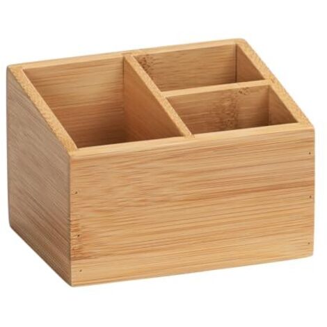 3 Compartment Storage Box Bamboo Multifunctional for Bathroom Kitchen Office (1/5)