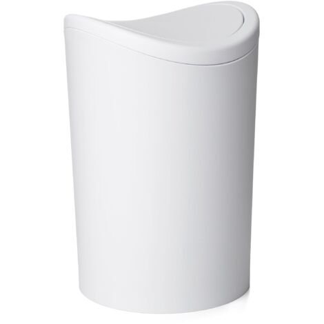 6L Bathroom Bin Swing Lid Compact Durable Easy Clean 19x19x28cm (1/5)