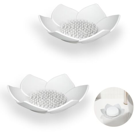 2 Piece Silicone Soap Dish Non-slip Drainage Solid Holder for Bathroom Shower Kitchen (1/5)