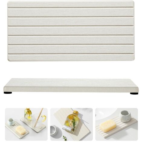 2 Pack Diatomite Sink Organizer Trays Water Absorbing Kitchen Bathroom Counter Soap Sponge Holder (1/5)